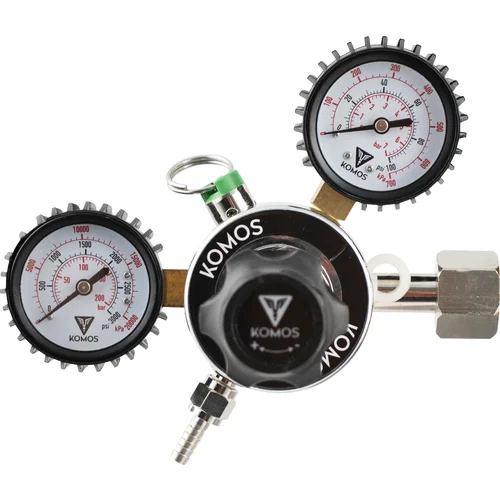 CO2 Regulator One Barb - Two Gauge - Komos®