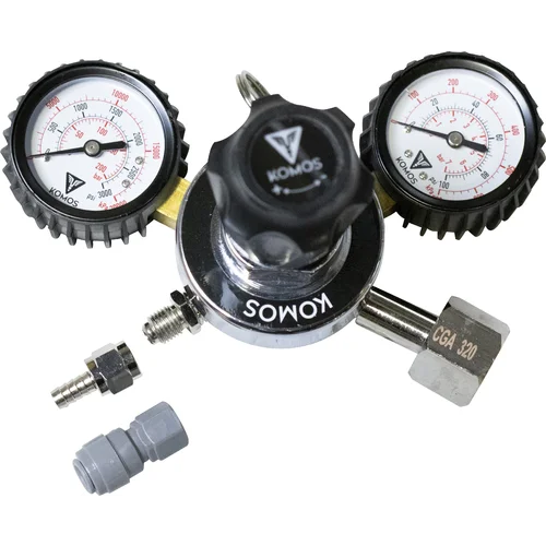 CO2 Regulator One Barb - Two Gauge - Komos® - Image 2