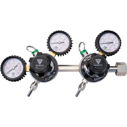 CO2 Regulator Two Barb - Three Gauge - Komos®
